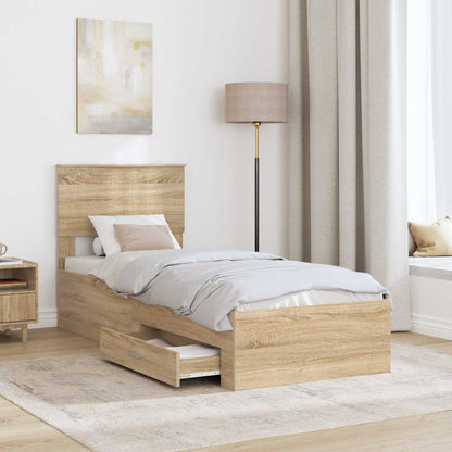 Bedframe Sonoma Eiken en Zilver 75 x 190 cm Bewerkt hout