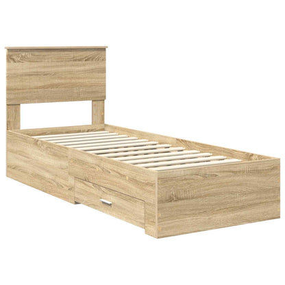 Bedframe Sonoma Eiken en Zilver 75 x 190 cm Bewerkt hout