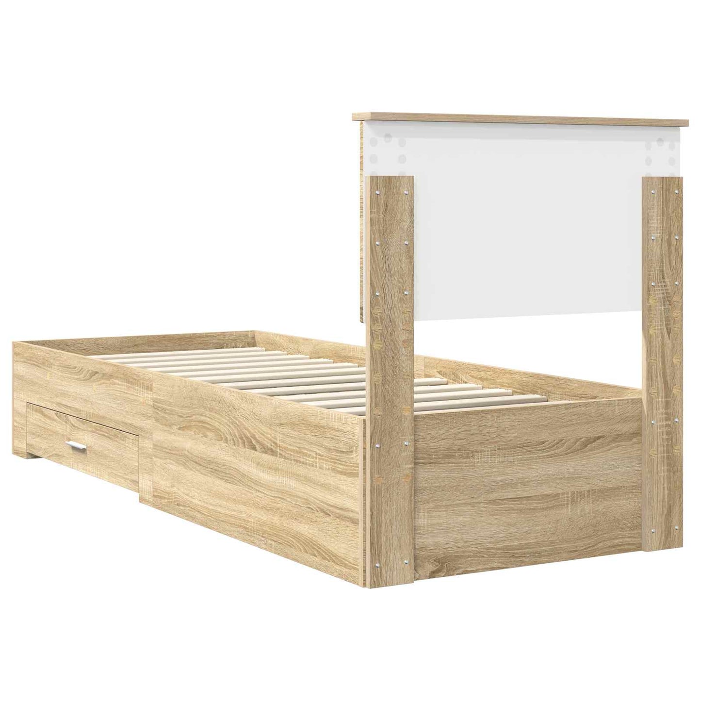 Bedframe Sonoma Eiken en Zilver 75 x 190 cm Bewerkt hout