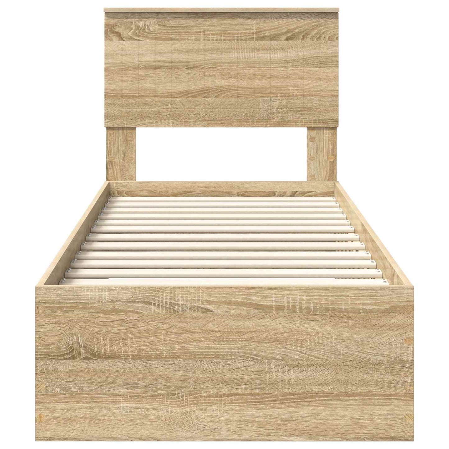 Bedframe Sonoma Eiken en Zilver 75 x 190 cm Bewerkt hout