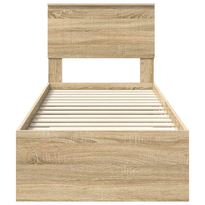 Bedframe Sonoma Eiken en Zilver 75 x 190 cm Bewerkt hout