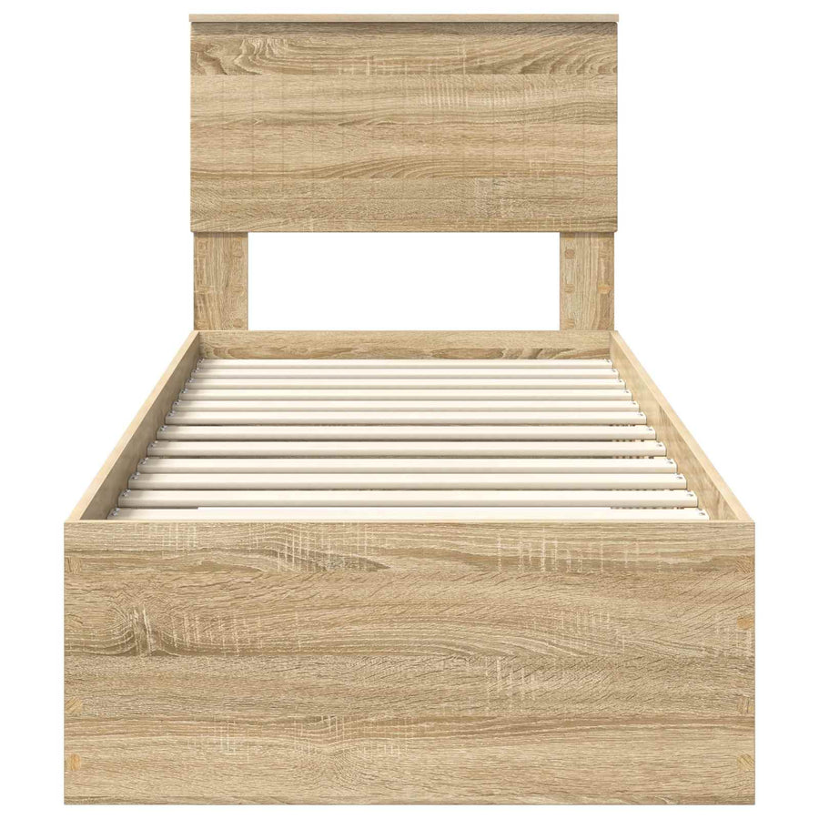 Bedframe Sonoma Eiken en Zilver 75 x 190 cm Bewerkt hout