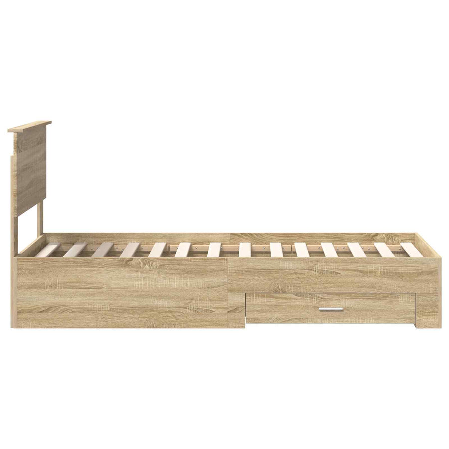 Bedframe Sonoma Eiken en Zilver 75 x 190 cm Bewerkt hout