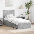 Bedframe 193x78x90 cm bewerkt hout beton grijs zilver