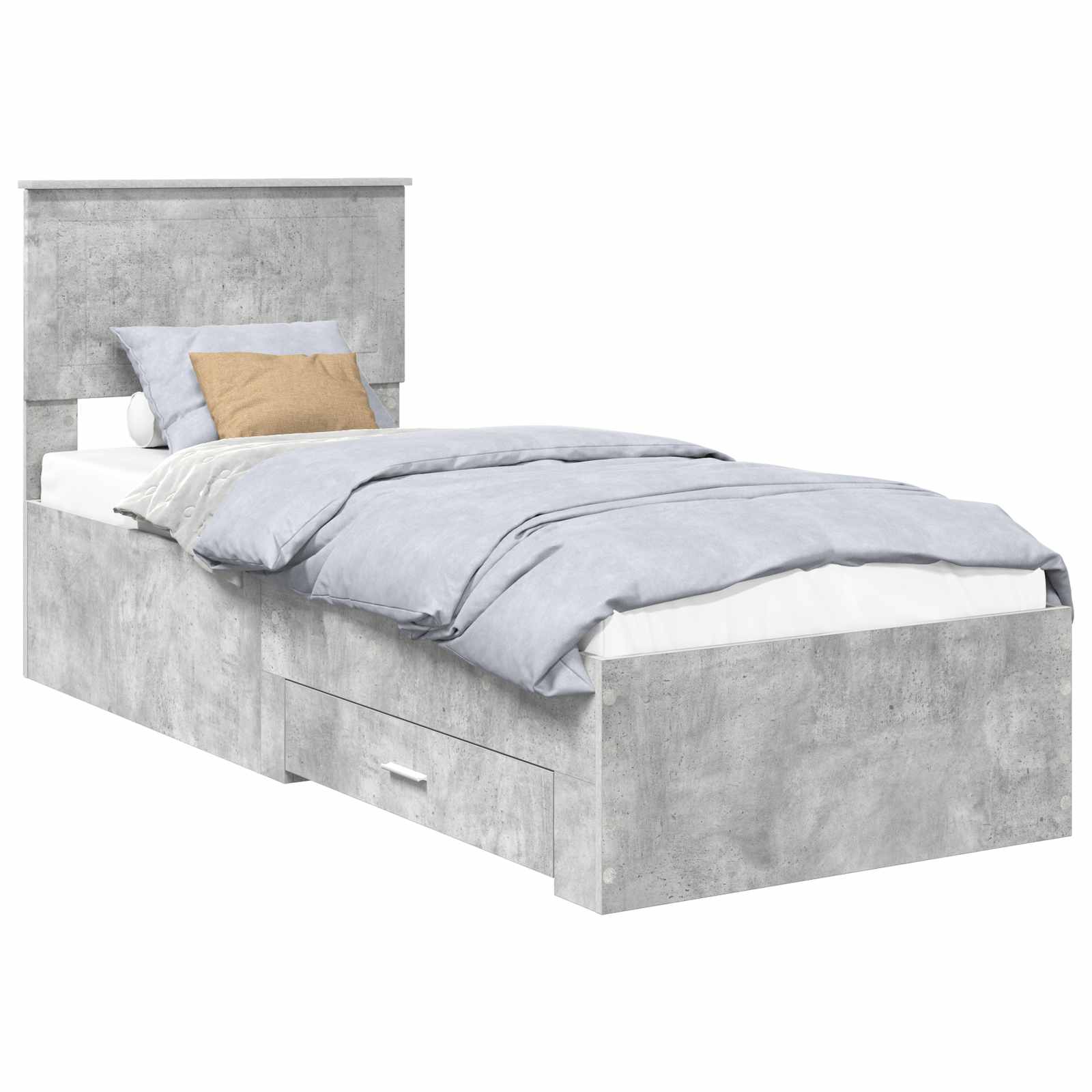 Bedframe Beton Grijs en Zilver 75 x 190 cm Bewerkt hout
