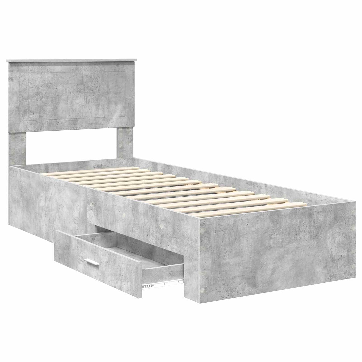 Bedframe Beton Grijs en Zilver 75 x 190 cm Bewerkt hout