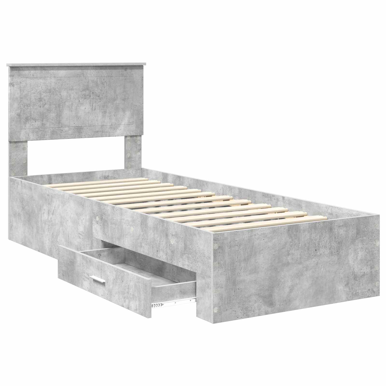 Bedframe Beton Grijs en Zilver 75 x 190 cm Bewerkt hout