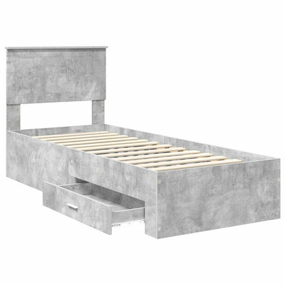 Bedframe Beton Grijs en Zilver 75 x 190 cm Bewerkt hout