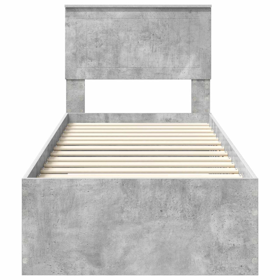 Bedframe Beton Grijs en Zilver 75 x 190 cm Bewerkt hout