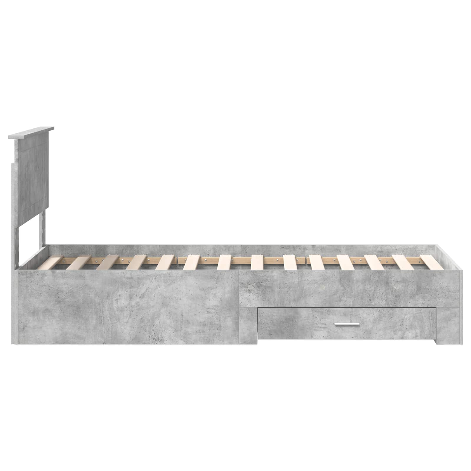 Bedframe Beton Grijs en Zilver 75 x 190 cm Bewerkt hout