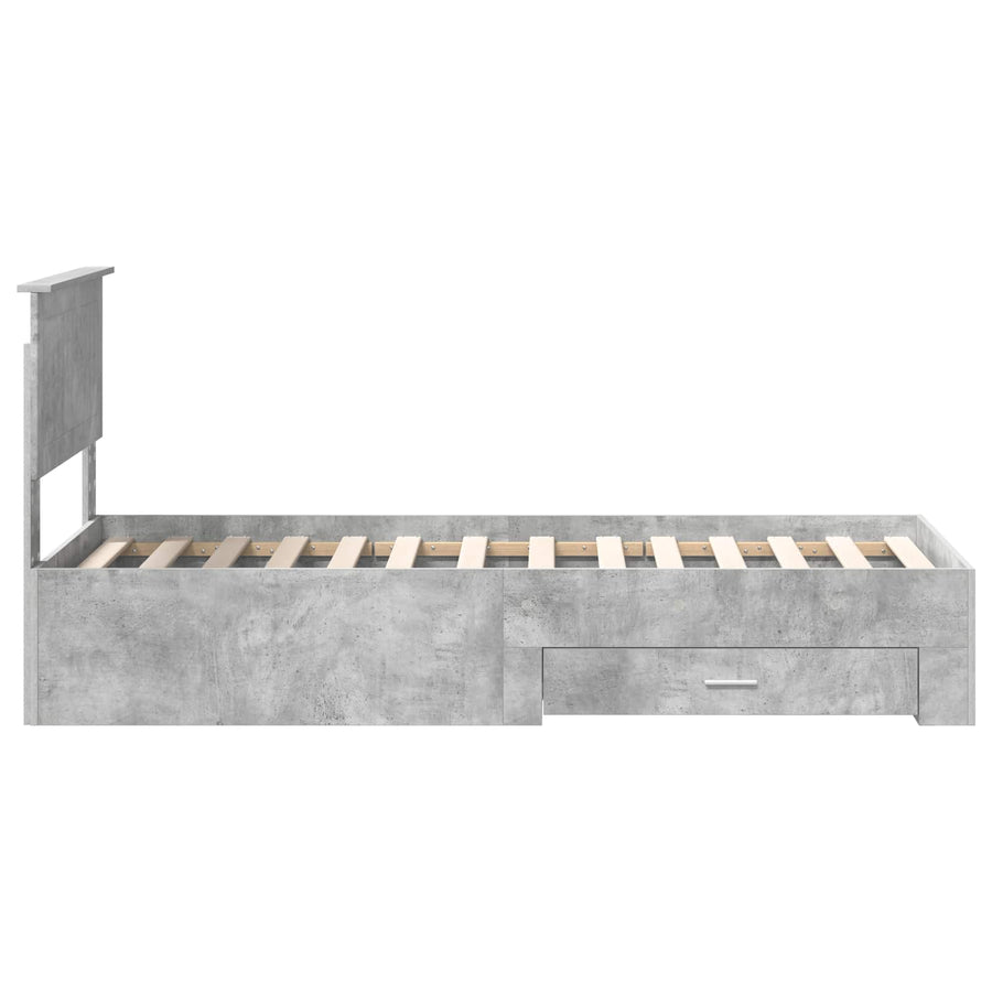 Bedframe Beton Grijs en Zilver 75 x 190 cm Bewerkt hout