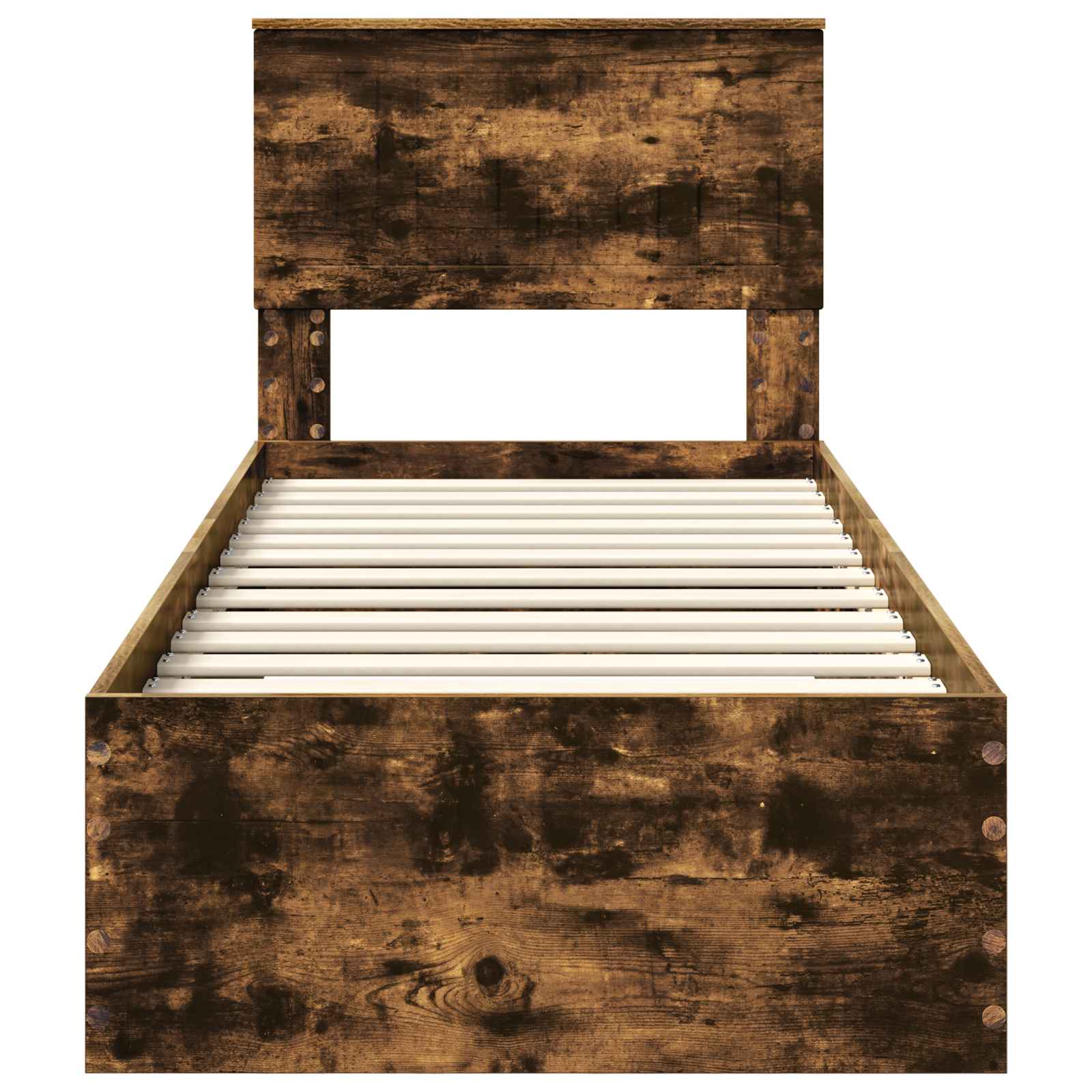 Bedframe Gerookt Eiken en Zilver 75 x 190 cm Bewerkt hout