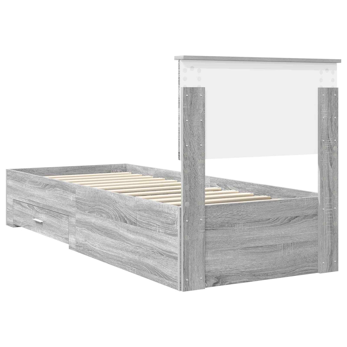 Bedframe Grijs Sonoma en Zilver 75 x 190 cm Bewerkt hout