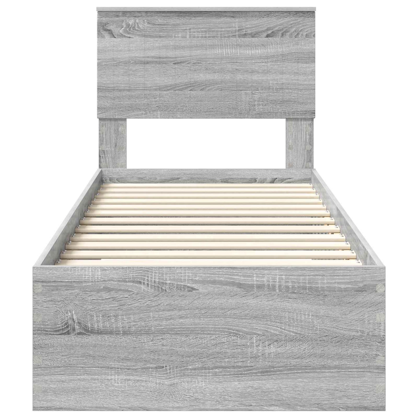 Bedframe Grijs Sonoma en Zilver 75 x 190 cm Bewerkt hout