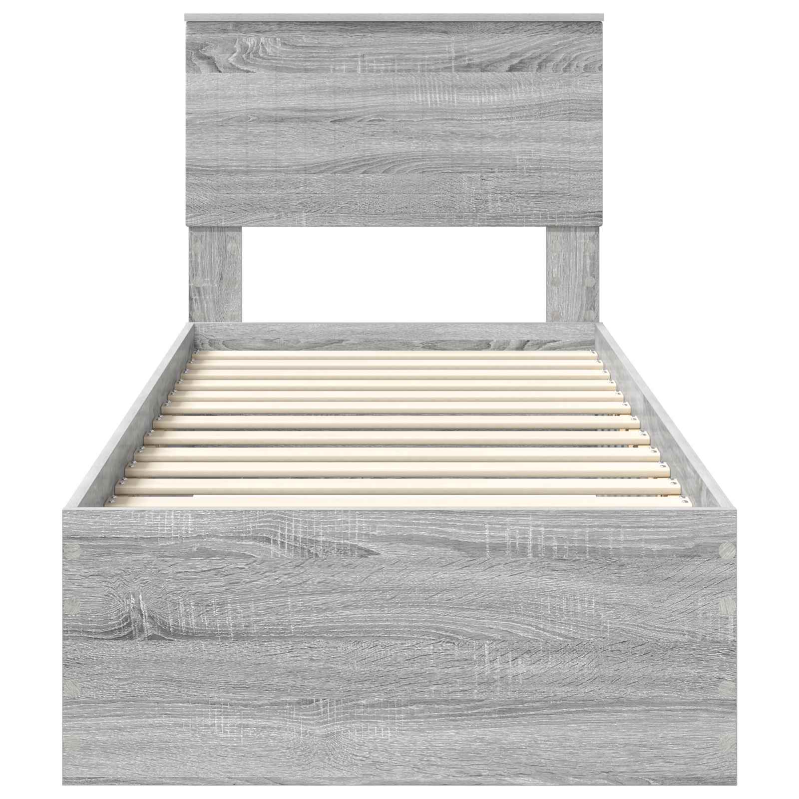 Bedframe Grijs Sonoma en Zilver 75 x 190 cm Bewerkt hout