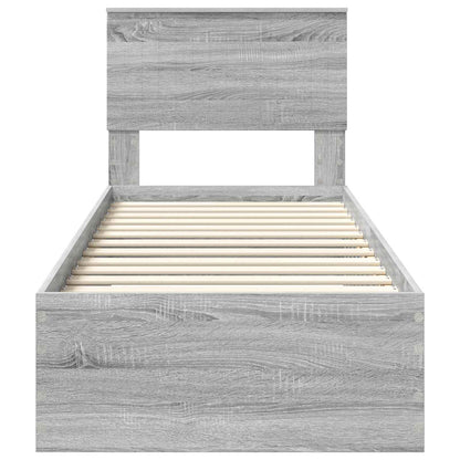 Bedframe Grijs Sonoma en Zilver 75 x 190 cm Bewerkt hout