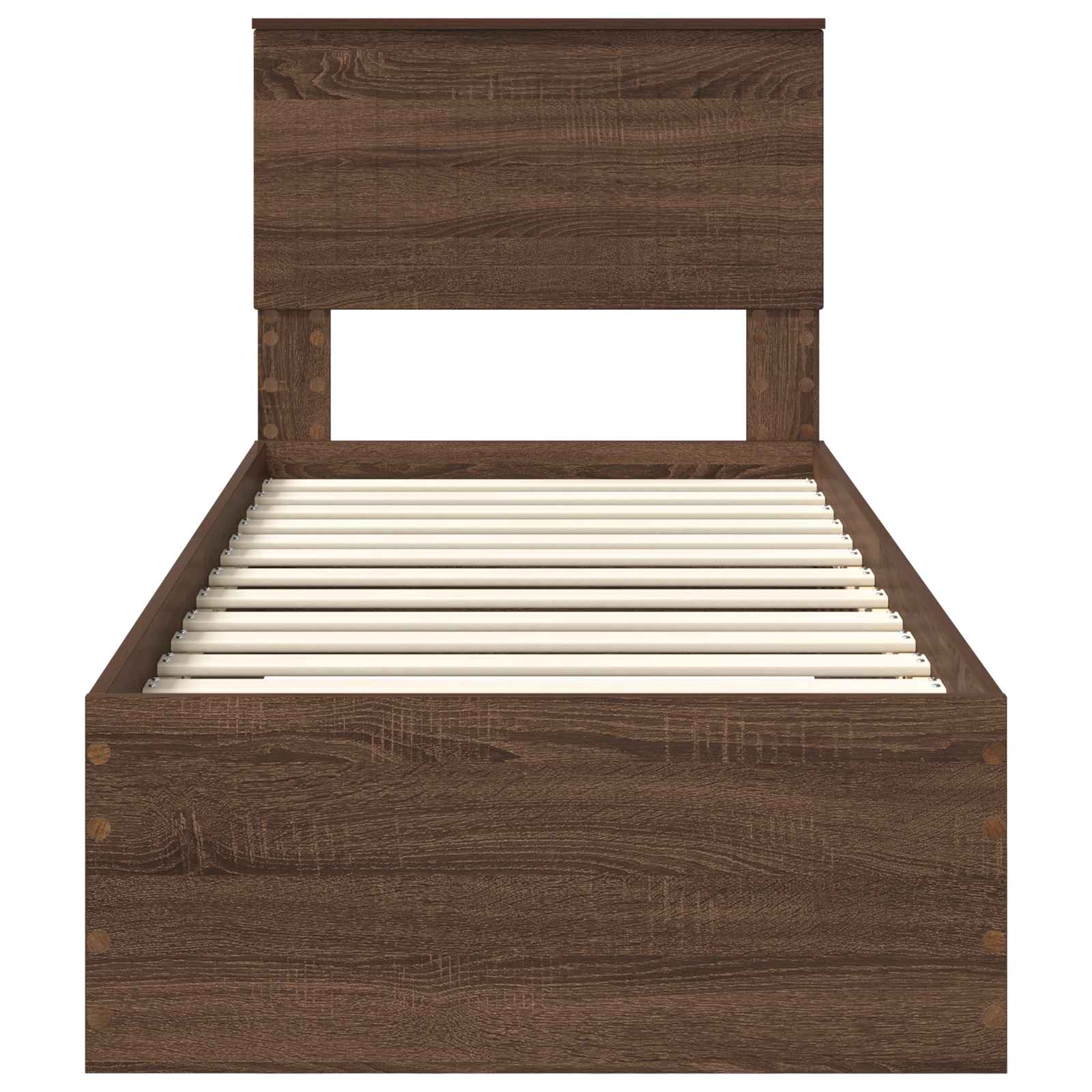 Bedframe Bruin Eiken en Zilver 75 x 190 cm Bewerkt hout