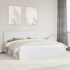 Bedframe 200x200 cm massief grenenhout wit met hoofdeinde