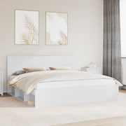 Bedframe 200x200 cm massief grenenhout wit met hoofdeinde