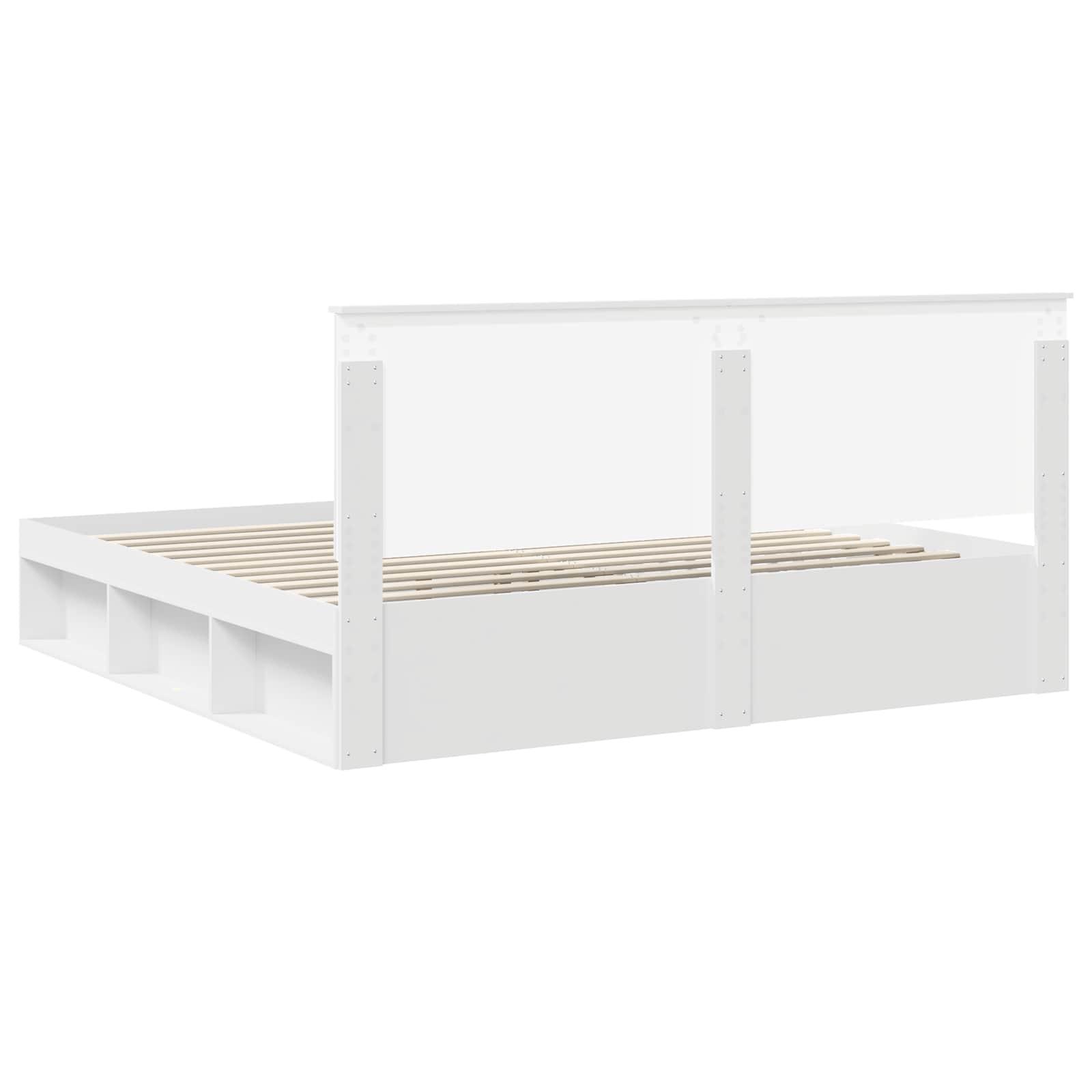 Bedframe met hoofdeinde Wit 200 x 200 cm Massief grenenhout