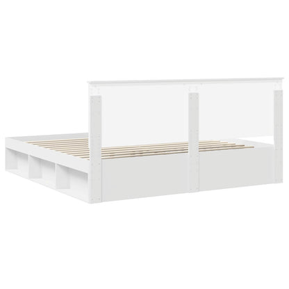 Bedframe met hoofdeinde Wit 200 x 200 cm Massief grenenhout