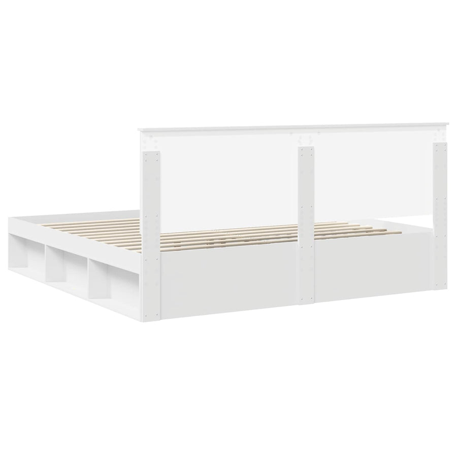 Bedframe met hoofdeinde Wit 200 x 200 cm Massief grenenhout