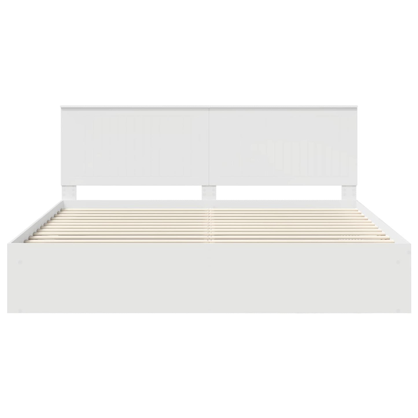 Bedframe met hoofdeinde Wit 200 x 200 cm Massief grenenhout