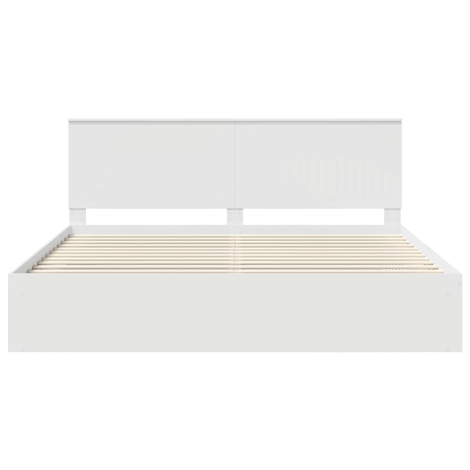 Bedframe met hoofdeinde Wit 200 x 200 cm Massief grenenhout