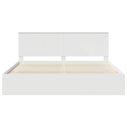Bedframe met hoofdeinde Wit 200 x 200 cm Massief grenenhout