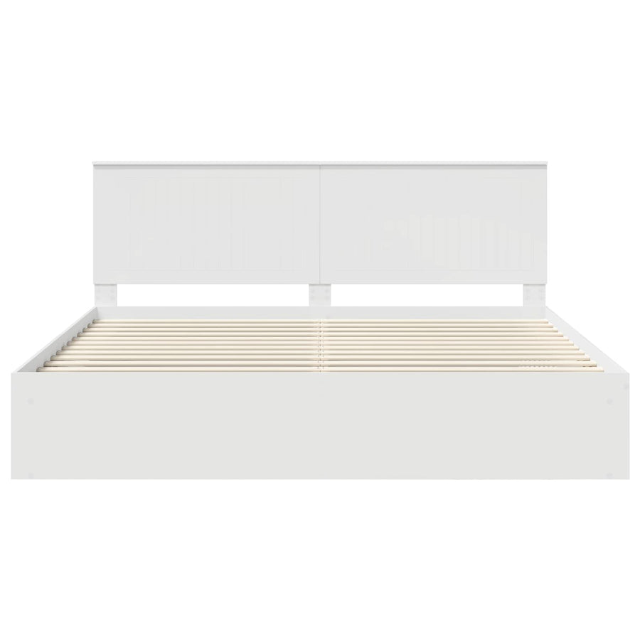 Bedframe met hoofdeinde Wit 200 x 200 cm Massief grenenhout