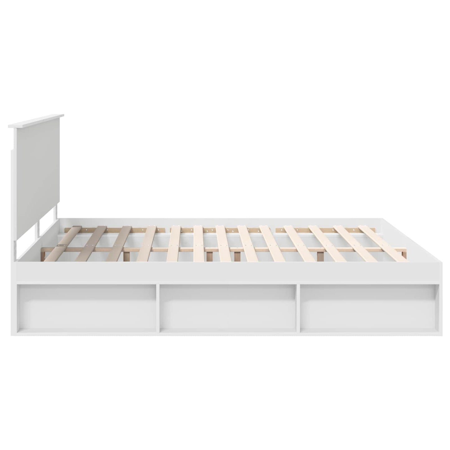 Bedframe met hoofdeinde Wit 200 x 200 cm Massief grenenhout