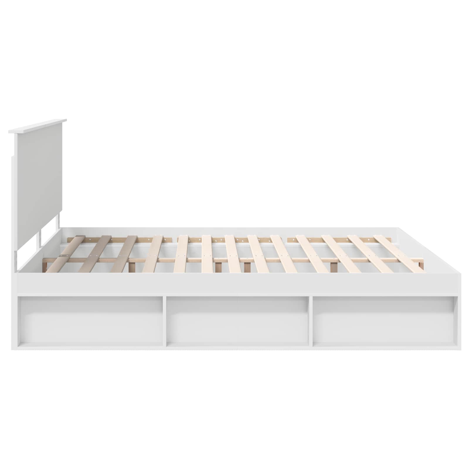 Bedframe met hoofdeinde Wit 200 x 200 cm Massief grenenhout