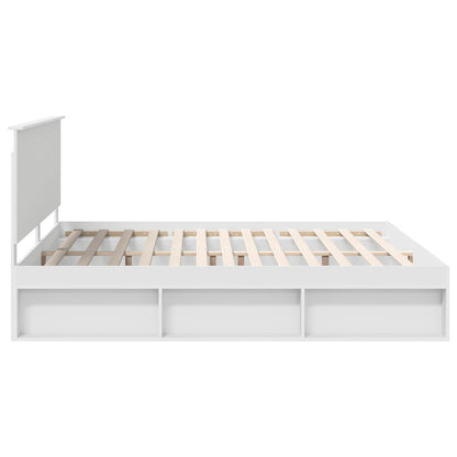 Bedframe met hoofdeinde Wit 200 x 200 cm Massief grenenhout