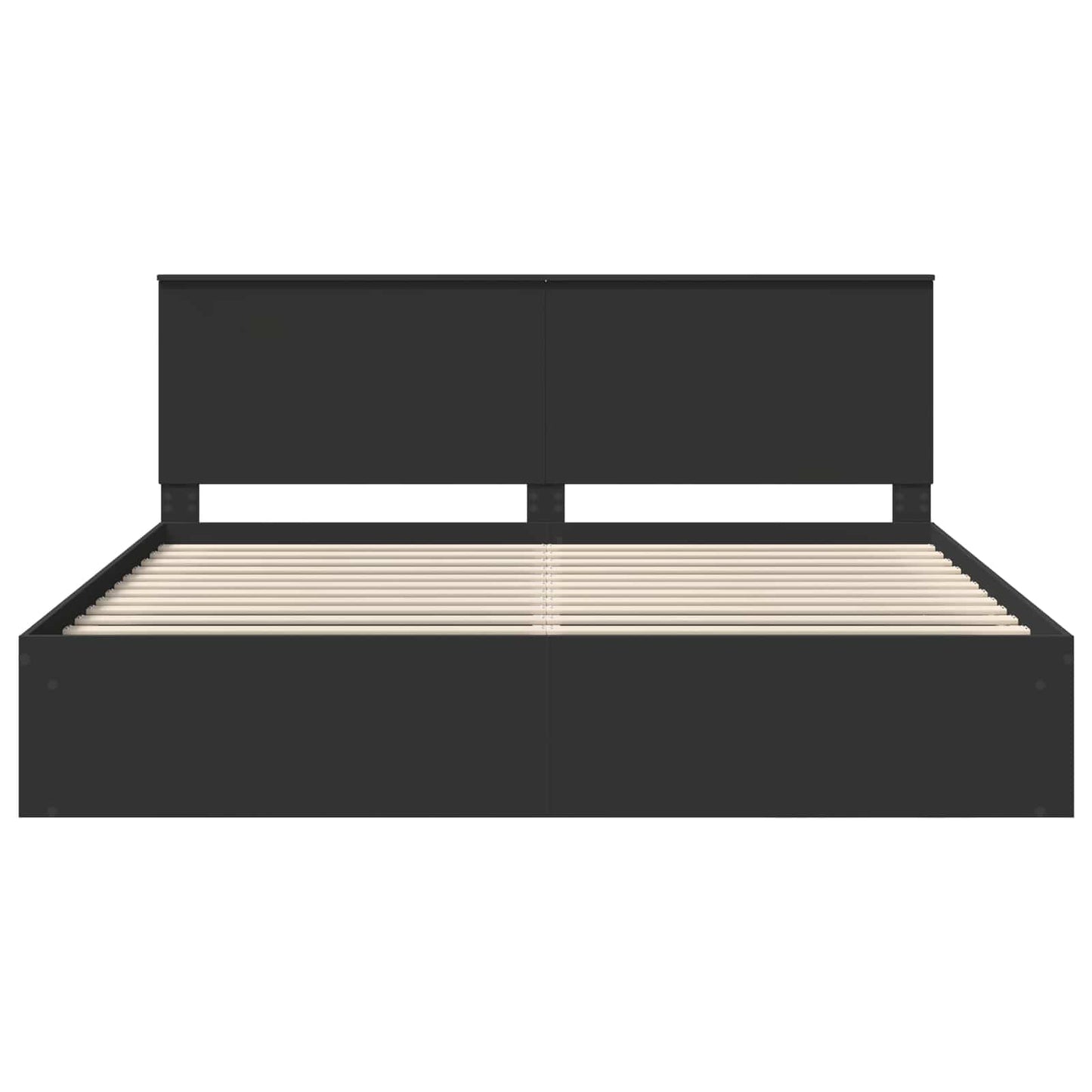 Bedframe met hoofdeinde Zwart 200 x 200 cm Massief grenenhout