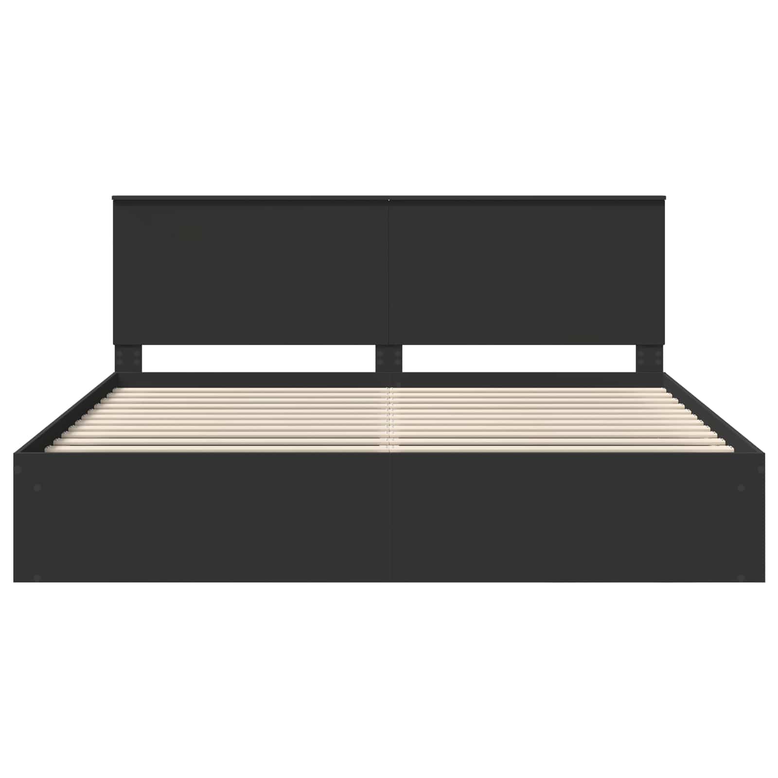 Bedframe met hoofdeinde Zwart 200 x 200 cm Massief grenenhout