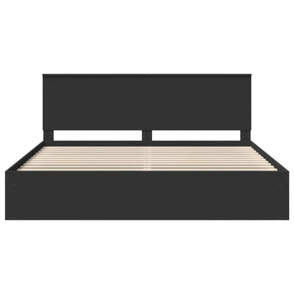 Bedframe met hoofdeinde Zwart 200 x 200 cm Massief grenenhout