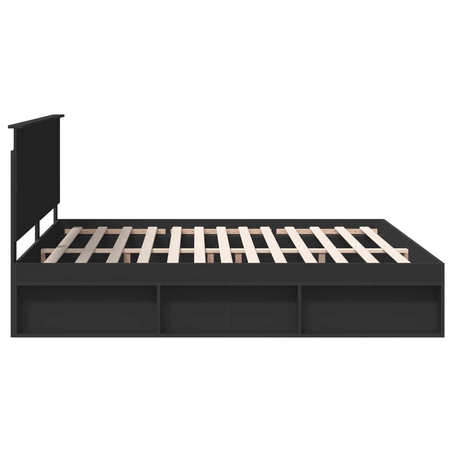 Bedframe met hoofdeinde Zwart 200 x 200 cm Massief grenenhout