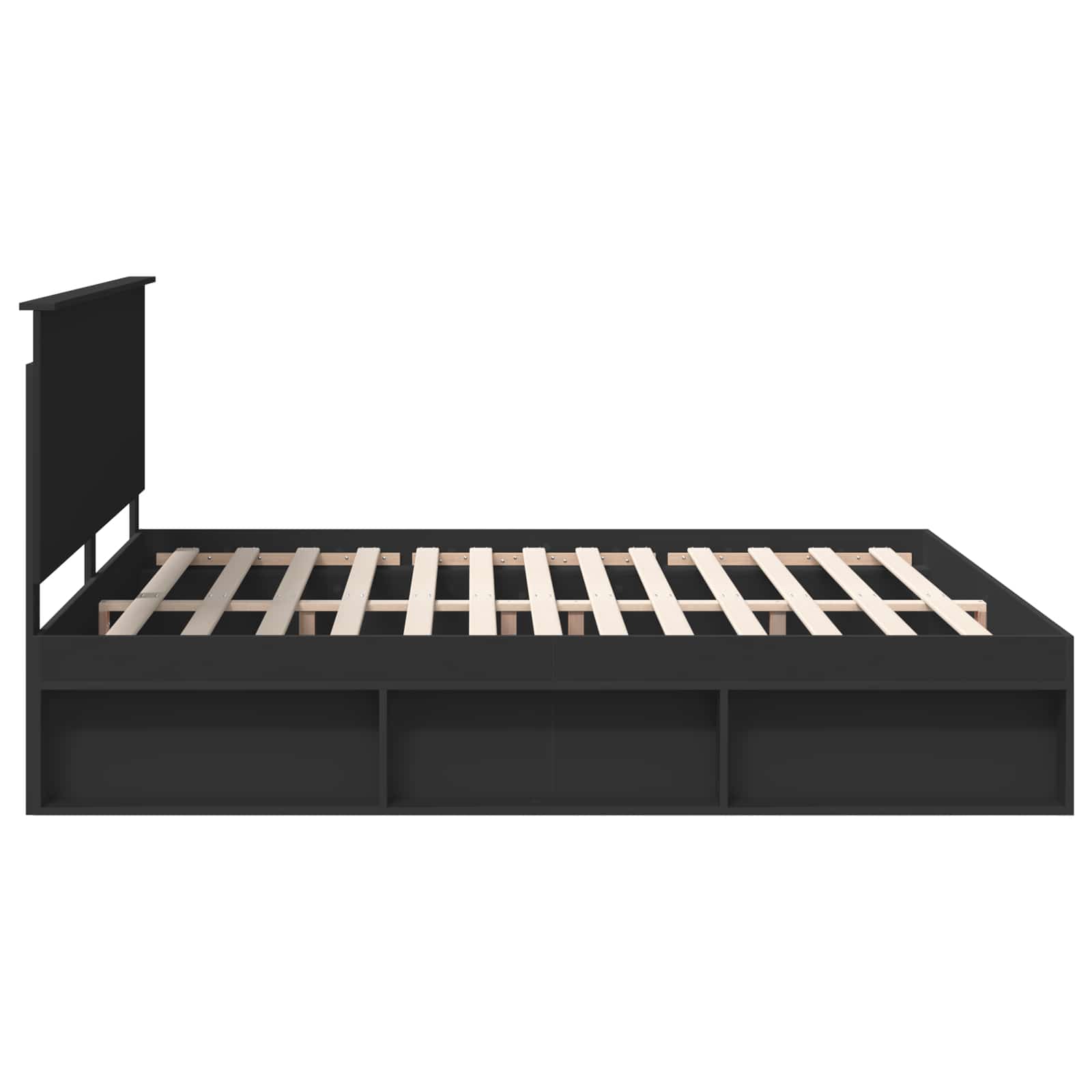 Bedframe met hoofdeinde Zwart 200 x 200 cm Massief grenenhout
