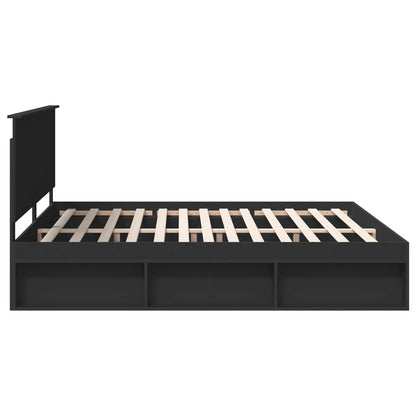 Bedframe met hoofdeinde Zwart 200 x 200 cm Massief grenenhout