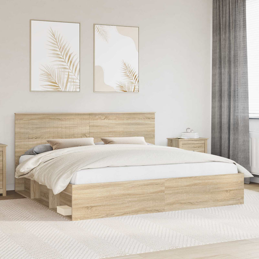Bedframe met hoofdeinde Sonoma 200 x 200 cm Massief grenenhout