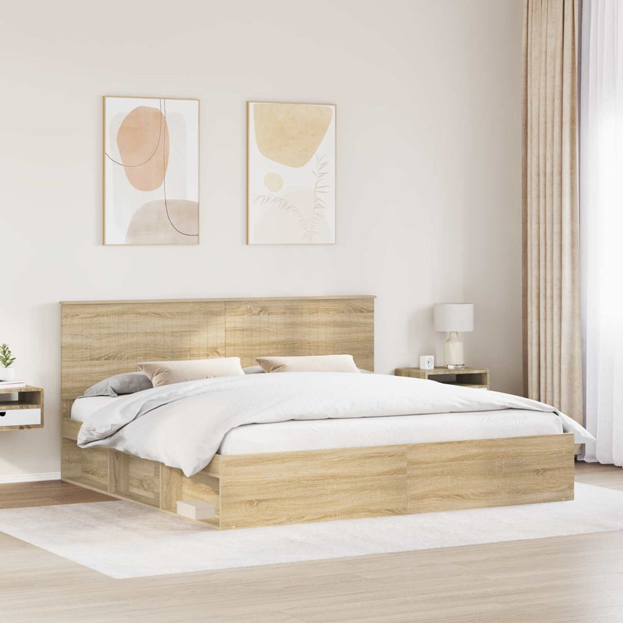 Bedframe met hoofdeinde Sonoma 200 x 200 cm Massief grenenhout