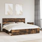 Bedframe 200x200 cm gerookt eiken massief grenenhout