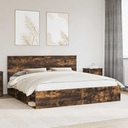Bedframe 200x200 cm gerookt eiken massief grenenhout