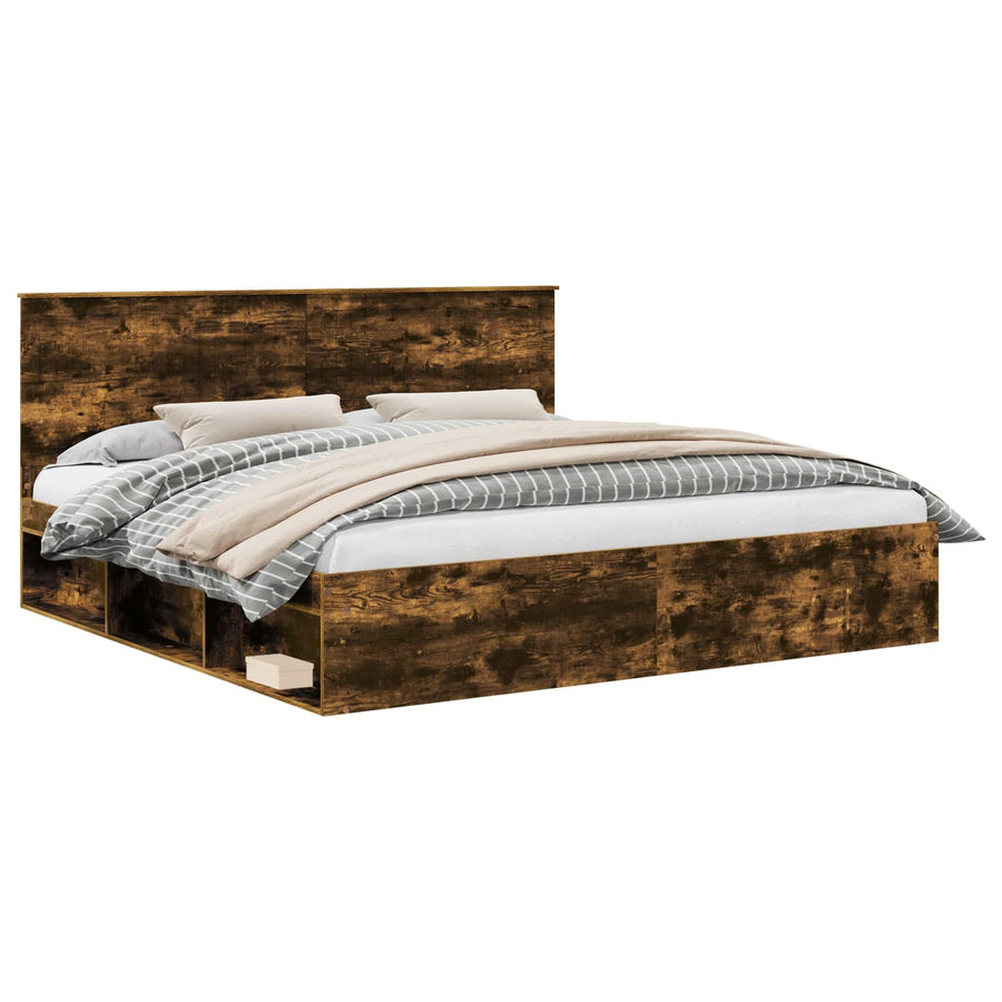 Bedframe Gerookt eiken 200 x 200 cm Massief grenenhout