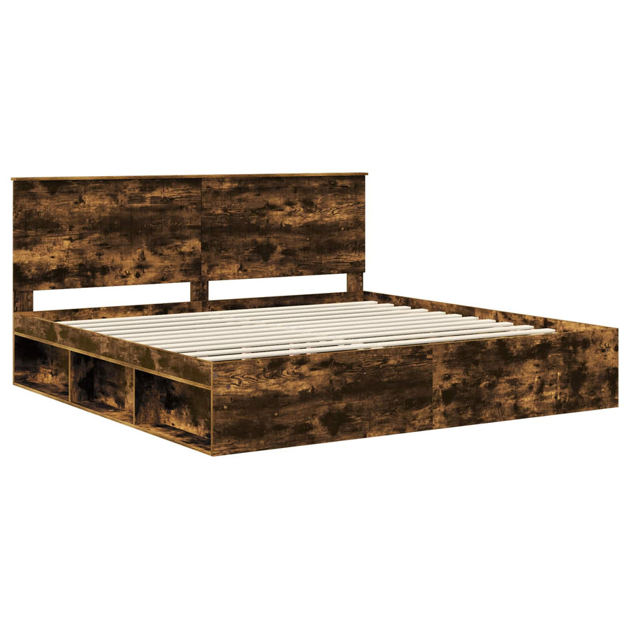 Bedframe Gerookt eiken 200 x 200 cm Massief grenenhout