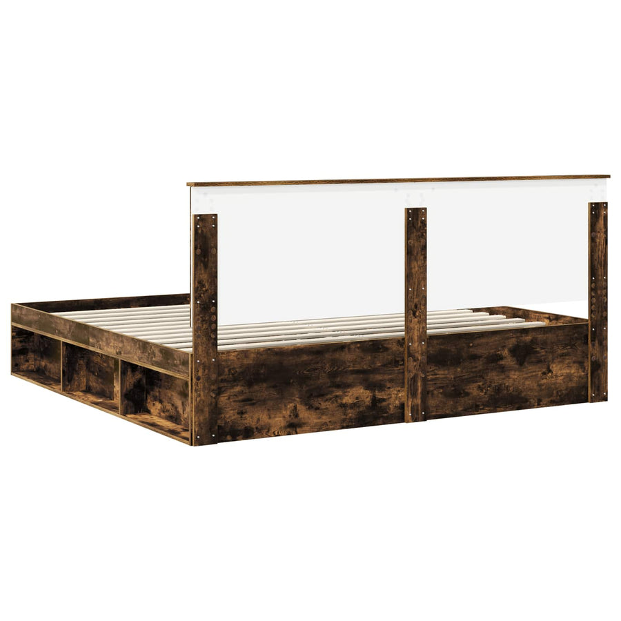 Bedframe Gerookt eiken 200 x 200 cm Massief grenenhout