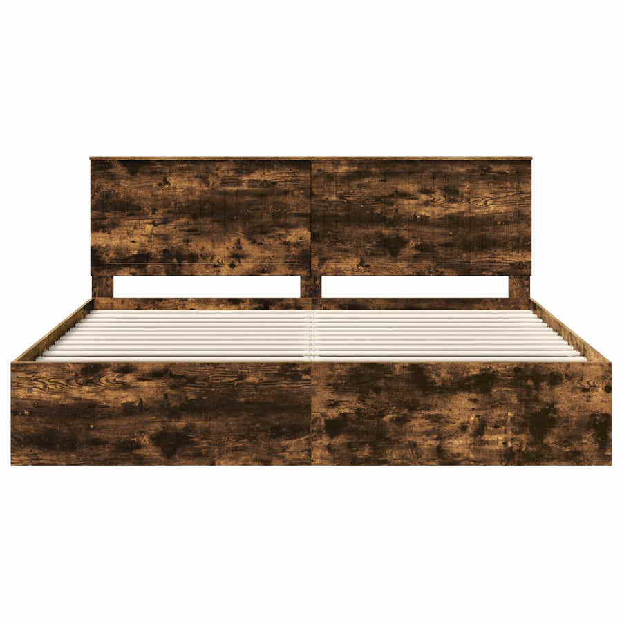 Bedframe Gerookt eiken 200 x 200 cm Massief grenenhout