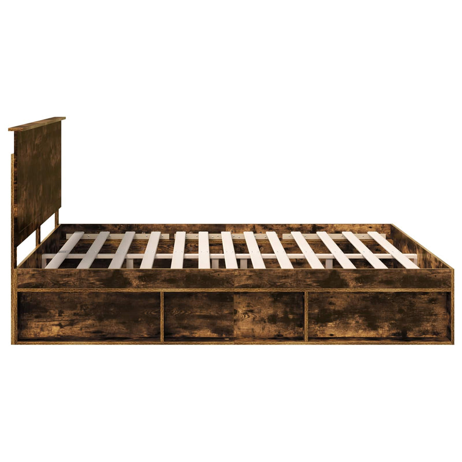 Bedframe Gerookt eiken 200 x 200 cm Massief grenenhout