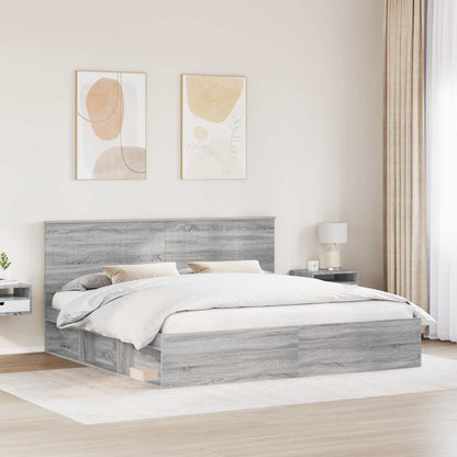 Bedframe Grijs Sonoma 200 x 200 cm Massief grenenhout