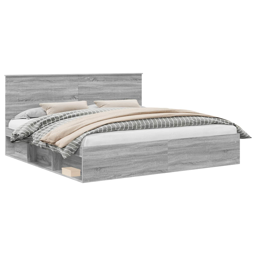 Bedframe Grijs Sonoma 200 x 200 cm Massief grenenhout